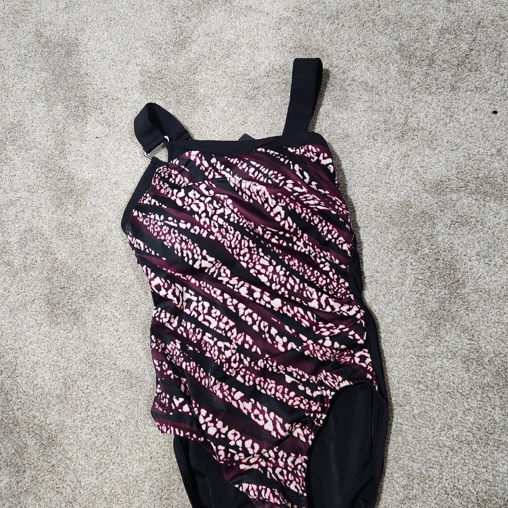 Women's UPF 50 Asymmetrical Shoulder One Piece Swimsuit - Aqua Green - Picture 3 of 6